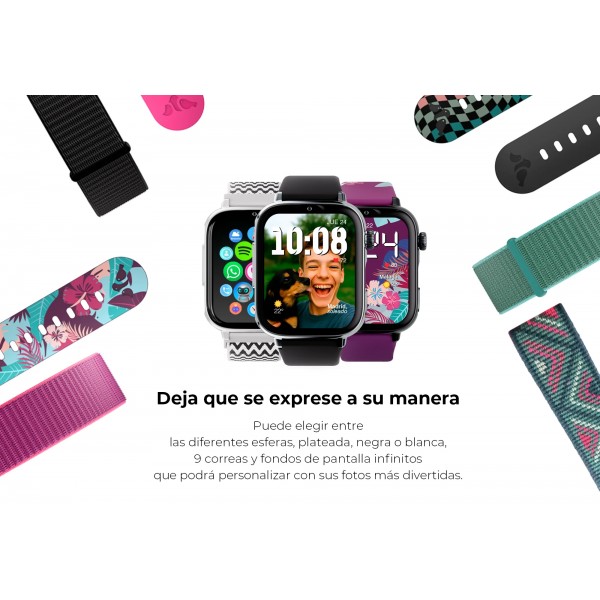 SaveWatch Plus 2 - Carcasa Plata - Correa Tela - Color Ocean