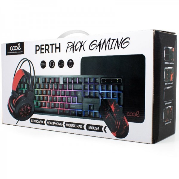 Teclado Pack Gaming USB Español + Auriculares + R...