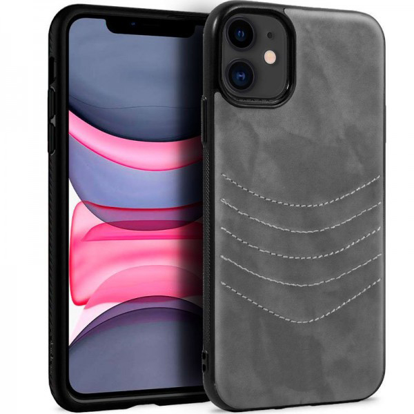 Carcasa iPhone 11 Leather Bordado Gris