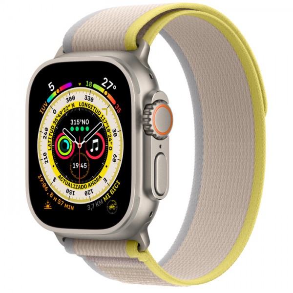 Apple Watch Ultra con Correa Loop Trail Amarilla/B...