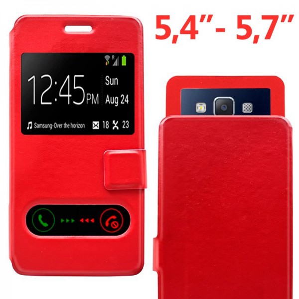 Funda Universal Flip Cover 5.4 - 5.7 pulg Liso Roj...