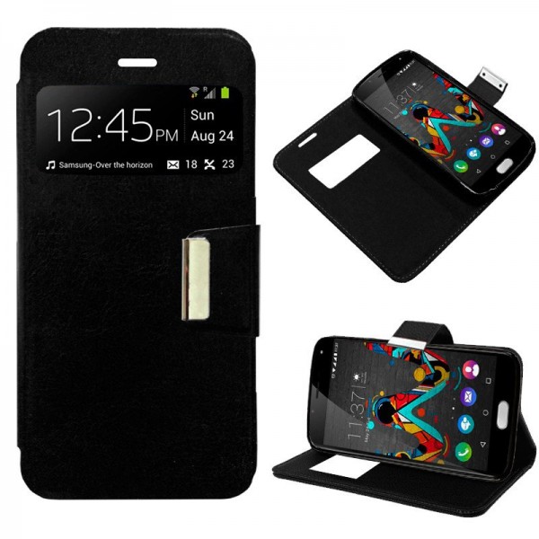 Funda COOL Flip Cover para Wiko U Feel Liso Negro