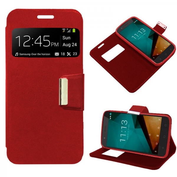 Funda Flip Cover Vodafone Smart Prime 7 Liso Rojo