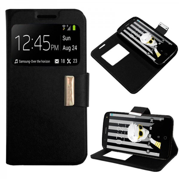 Funda Flip Cover Alcatel Pop 4 Plus Liso Negro