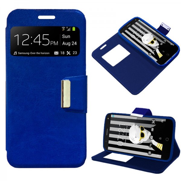 Funda Flip Cover Alcatel Pop 4 Plus Liso Azul