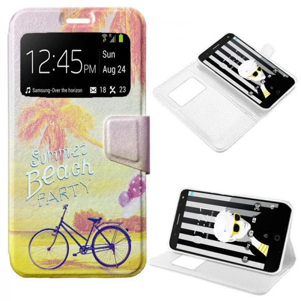 Funda Flip Cover Alcatel Pop 4 Plus Dibujos Beach