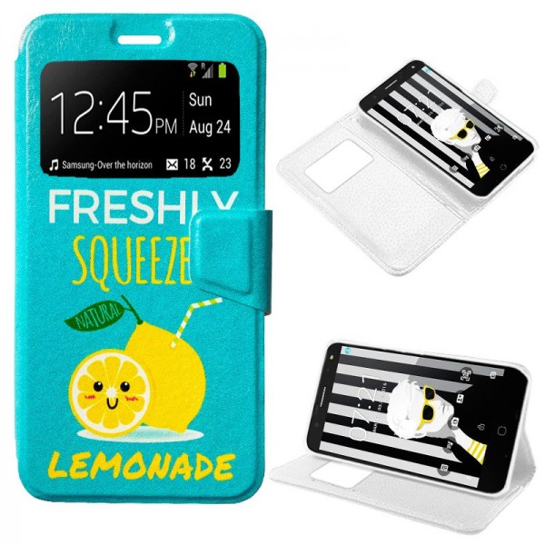 Funda Flip Cover Alcatel Pop 4 Plus Dibujos Lemona...