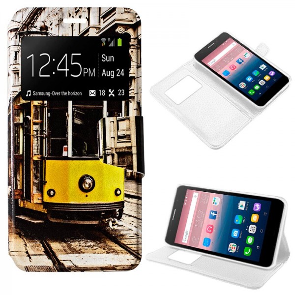 Funda Flip Cover Alcatel Pop Up Dibujos Tren