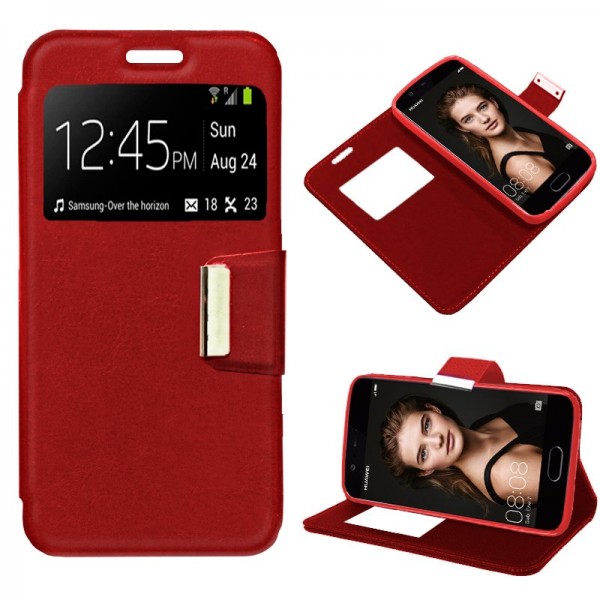 Funda COOL Flip Cover para Huawei P10 Liso Rojo