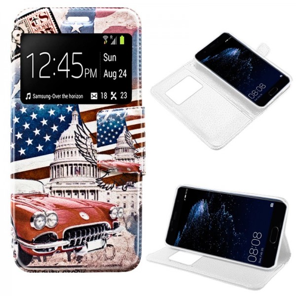 Funda COOL Flip Cover para Huawei P10 Plus Dibujos...