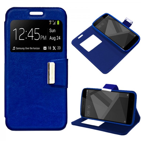 Funda Flip Cover Xiaomi Redmi 4X / 4X Pro Liso Azu...