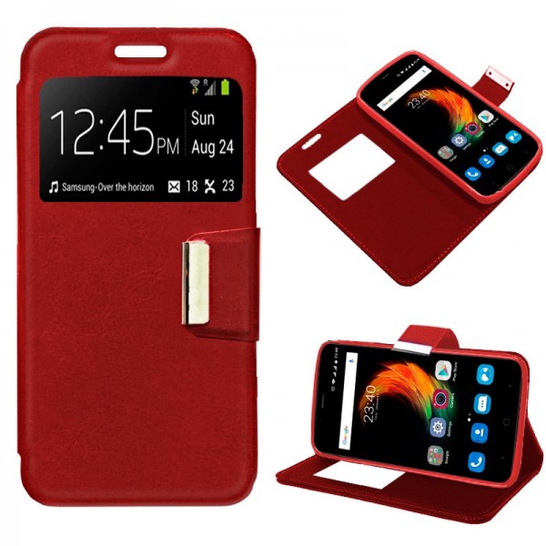 Funda Flip Cover ZTE Blade A610 Plus Liso Rojo