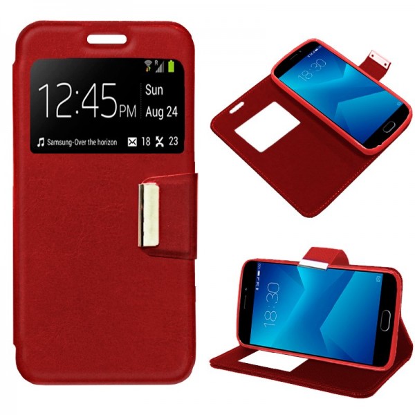 Funda COOL Flip Cover para Meizu M5 Note Liso Rojo