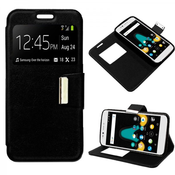 Funda Flip Cover Wiko U Pulse Lite Liso Negro