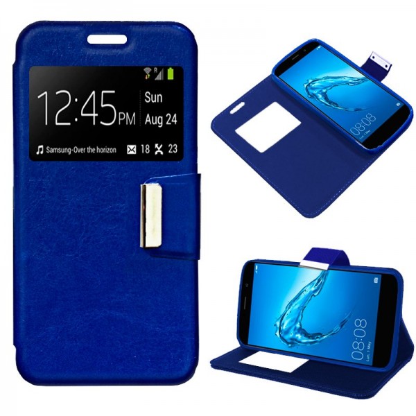 Funda Flip Cover Huawei Y7 Liso Azul