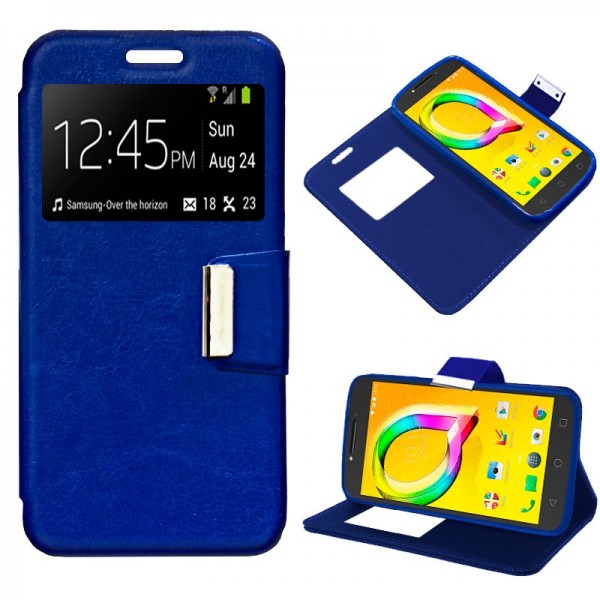 Funda COOL Flip Cover para Alcatel A5 Led Liso Azu...