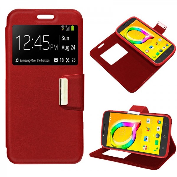 Funda COOL Flip Cover para Alcatel A5 Led Liso Roj...