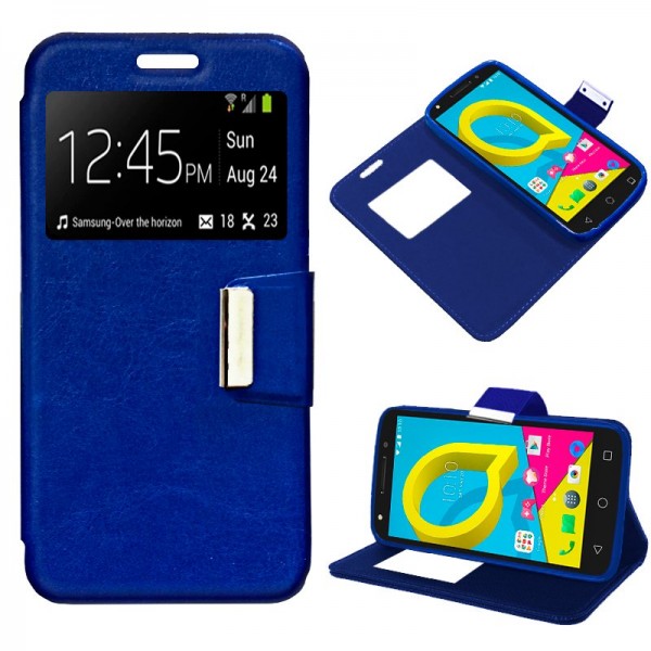 Funda Flip Cover Alcatel U5 4G Liso Azul