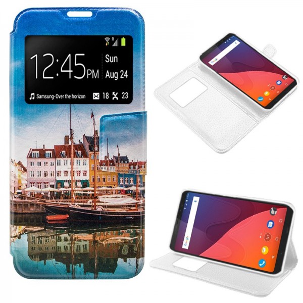 Funda COOL Flip Cover para Wiko View Dibujos Lago