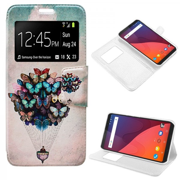 Funda Flip Cover Wiko View Dibujos Mariposas