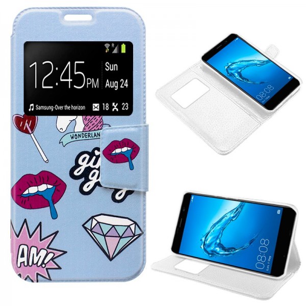 Funda Flip Cover Huawei Y7 Dibujos Lips