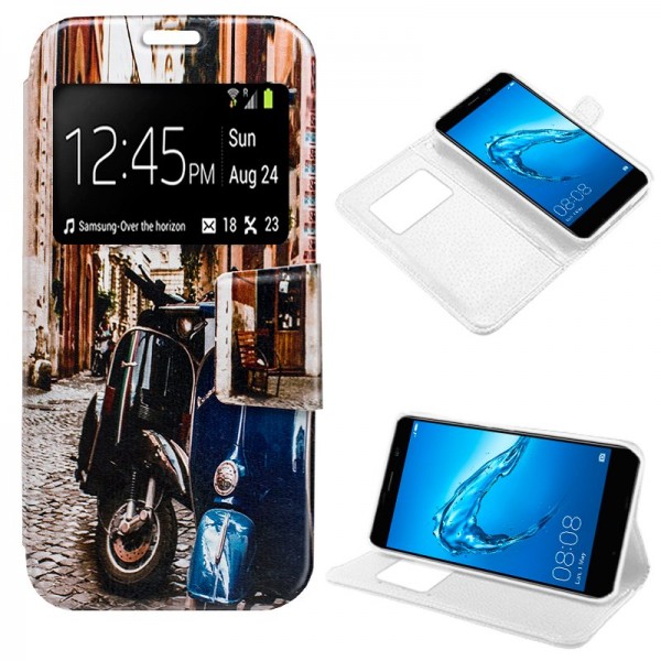 Funda COOL Flip Cover para Huawei Y7 Dibujos Moto