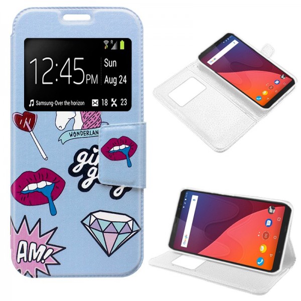 Funda COOL Flip Cover para Wiko View Dibujos Lips