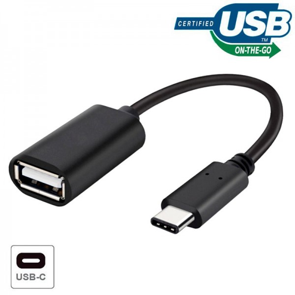 Cable Entrada USB OTG Tipo-C Universal (Negro)