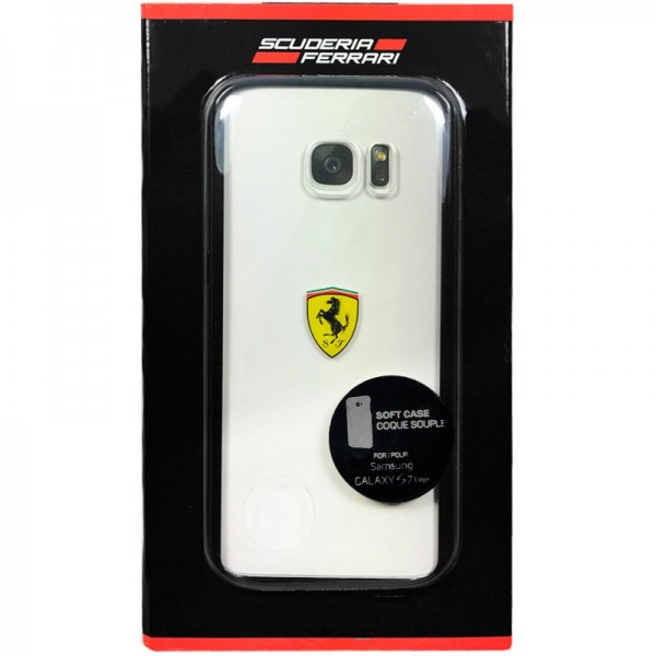 Coronel en cualquier sitio Inclinarse Carcasa Samsung G935 Galaxy S7 Edge Licencia Ferrari Transparente Borde  Negro