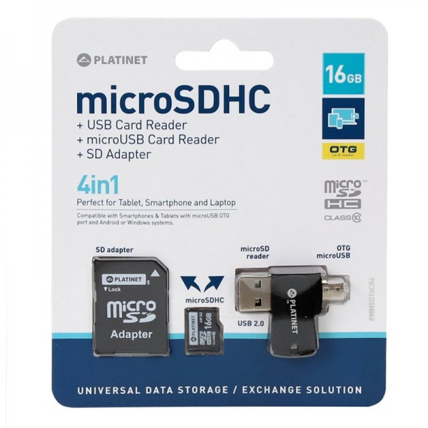Tarjeta Memoria Micro SD con Adapt. x16 GB Platine...