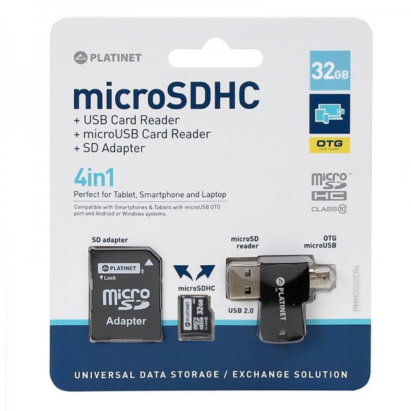 Tarjeta Memoria Micro SD con Adapt. x32 GB Platine...