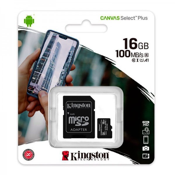 Tarjeta Memoria Micro SD con Adapt. x16 GB Kingsto...