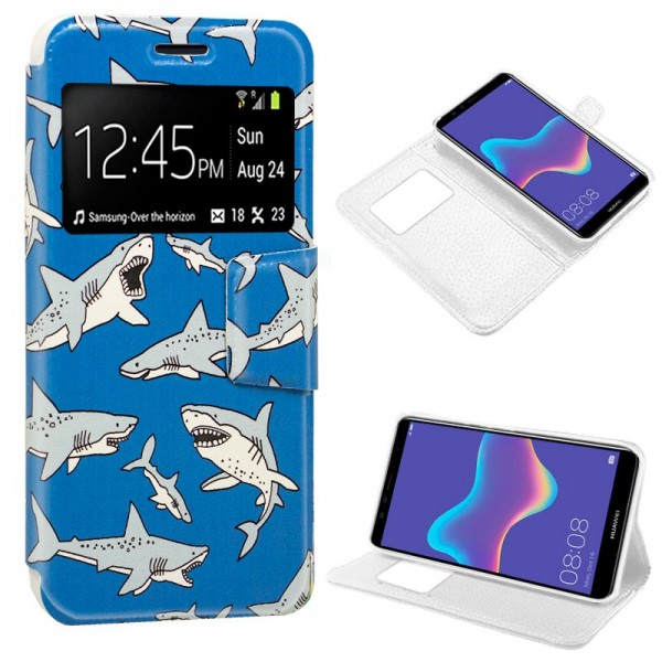 Funda COOL Flip Cover para Huawei Y9 (2018) Dibujo...