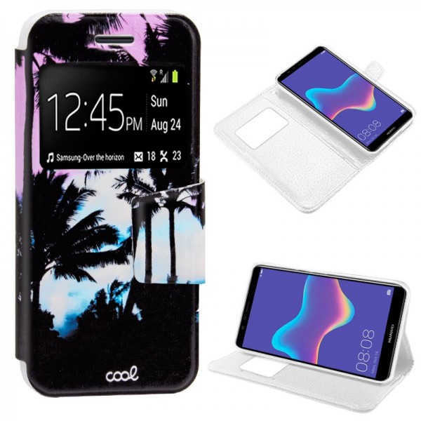 Funda COOL Flip Cover para Huawei Y9 (2018) Dibujo...