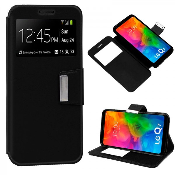 Funda COOL Flip Cover para LG Q7 Liso Negro