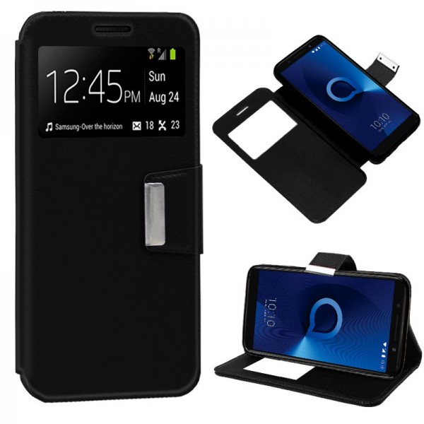 Funda Flip Cover Alcatel 3X Liso Negro