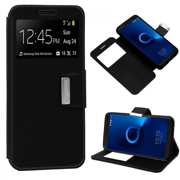 Funda Flip Cover Alcatel 3 / 3L Liso Negro