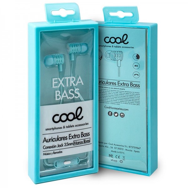 Auriculares 3,5 mm COOL Extra Bass Stereo Con Micr...