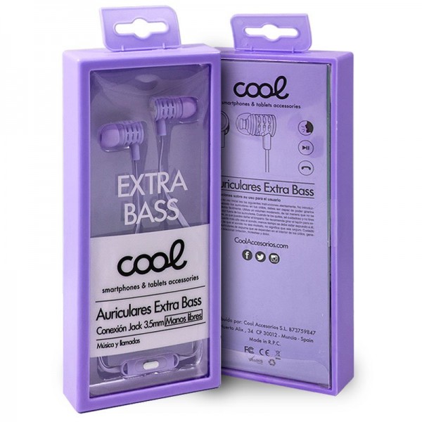 Auriculares 3,5 mm COOL Extra Bass Stereo Con Micr...