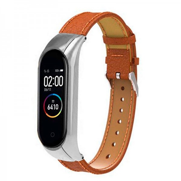 Correa Xiaomi Mi Band 4 / 3 Piel Marrón + Carcasa...