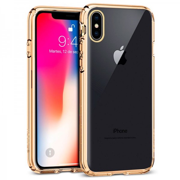 Carcasa iPhone X / iPhone XS Borde Metalizado (Dorado)
