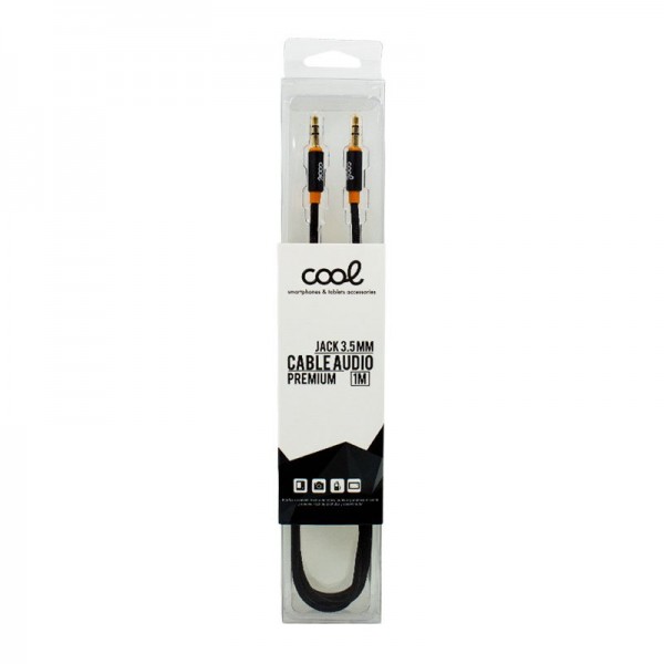 Cable Jack 3.5 mm a Jack 3.5 mm COOL Audio-Audio Nylon Negro (1m)