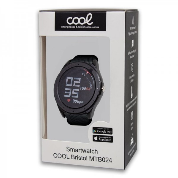 Smartwatch COOL Bristol Correa Goma Negro (Temp. Corporal, Podómetro, Pulsómetro)