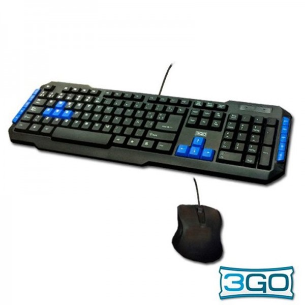 Teclado USB PC Kit 3GO Teclado con Raton Combodril...