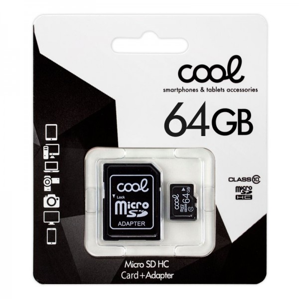 Tarjeta Memoria Micro SD con Adapt. x64 GB COOL (C...
